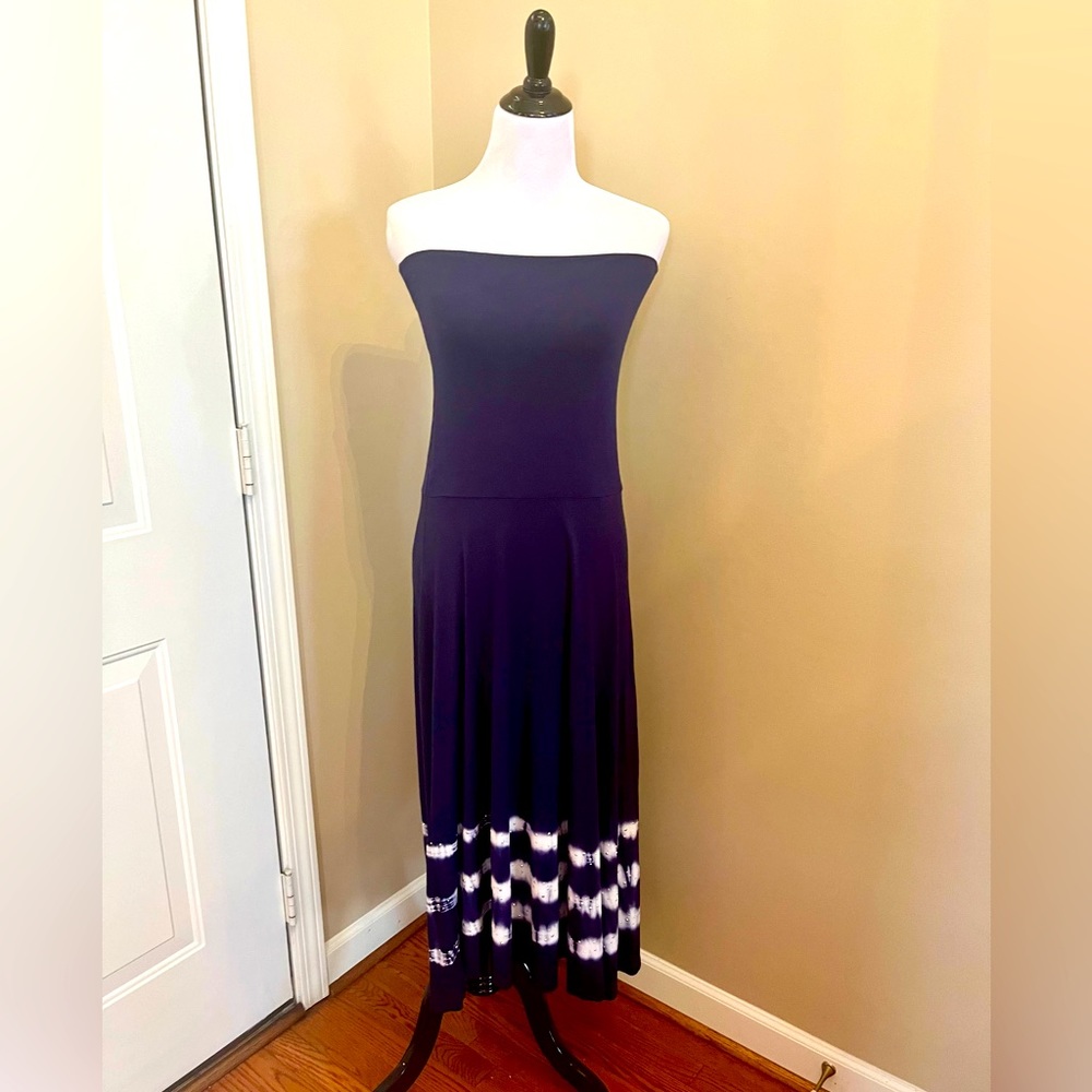 INC Boho style dress navy blue/white Size L